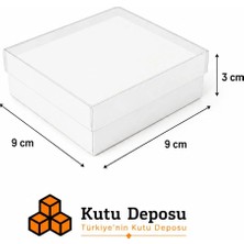 Kutu Deposu 9X9X3 cm Asetat Kapaklı Takı Kutusu-Beyaz (Demonte) (50 Adet)