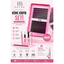 Holbe 240'LI Takma Kirpik Seti, Yapıştırıcı, Sabitleyici, Cımbız ve Kirpik Fırçası(Yapıştırıcı Hediyeli)