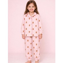 Luggi Baby Bebe Yaka Düğmeli Kız Çocuk Pijama Takımı