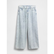 Gap Kadın Açık Mavi Mid Rise Ultrasoft Baggy Mikro Kemer Jean Pantolon