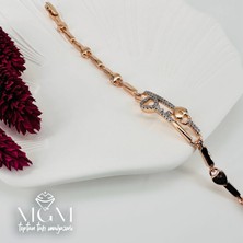 Hsc Bilişim Rose Zirkon Taşlı Pirinç Bileklikler 17+2 cm - KBL0072