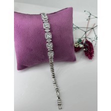 Hsc Bilişim Rodyum Zirkon Taşlı Pirinç Zirkon Bileklikler 17+2 cm - KBL0349