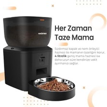 Hd Group Haustier QQ029 Kameralı 1080P Gece Görüş Akıllı Kedi Köpek Otomatik Mama Kabı, App-Wifi Uzaktan Kontrol, Sesle Çağırma, 2.4ghz/5ghz, 4lt Hazne, Metal Kase (Siyah)