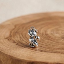 Ebrar Silver Gümüş Kedi Kolye Ucu 925 Ayar Gümüş Kedi Figürlü Unisex Kolye Ucu