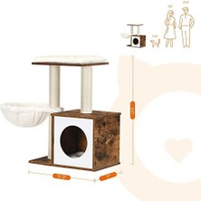 Hd Group Feandrea Woodywonders Kediler Için Küçük Kedi Ağacı, Iç Mekan Kediler Için Modern Kedi Kulesi, Tırmalama Direkli Kedi Evi, Çıkarılabilir Yıkanabilir Yastıklar, Rustik Kahverengi UPCT122X01
