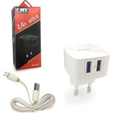 Emy MY-227 2 Port 5V-2.4A Kafa+Mıkro USB Kablolu