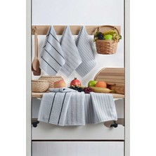 Hsc Bilişim 6 Lı Luna Naturel Mutfak Havlu Seti %100 Pamuklu 30X45 cm Açık Gri