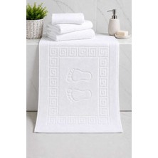 Hsc Bilişim 2 Li Ayak Izli Banyo Pamuklu Ayak Havlusu 50X70 cm Beyaz
