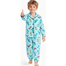 Luggi Baby Dinozor Desenli Düğmeli Erkek Çocuk Pijama Takımı