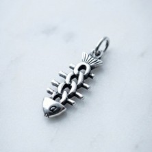 Ebrar Silver Gümüş Kılçık Kolye Ucu 925 Ayar Gümüş Balık Kılçığı Figürlü Unisex Kolye Ucu