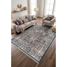 Veja Home Bohem Eskitme Etnik Desenli Mavi Halı Salon Mutfak Yolluk