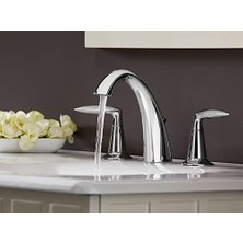 Hd Group K-45102-4-BN Alteo Banyo Bataryası, Banyo Lavabo Bataryası, Alteo Koleksiyonu, Fırçalanmış Nikel Metal Tahliyeli 2 Saplı Yaygın Musluk