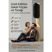 Transformacion Gold Edition 2'si 1 Arada Profesyonel Sakal Fırçası ve Tarağı - Çift Taraflı, Anti-Statik Şekillendirici 721411