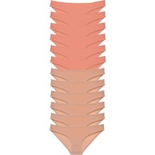 12 Adet Süper Eko Set Likralı Kadın Slip Külot Pudra Ten