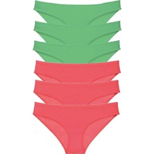 6 Adet Eko Set Likralı Kadın Slip Külot Yeşil Fuşya