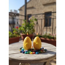 AY IŞIĞI MUMLARI Gül Yumurta 2'li Hediyelik Dekoratif Kavun Kokulu Soya Wax Mum (Sarı Renkli)