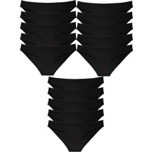 15 Adet Süper Eko Set Likralı Kadın Slip Külot Siyah
