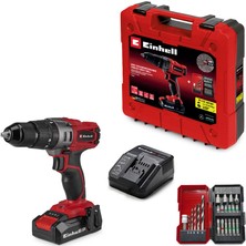 Einhell Darbeli Akülü Vidalama TE-CD 18/2 Li-i +22 (1x2.5 Ah) Power X-Change (Li-Ion, 18 V, 44 Nm, 2 vitesli şanzıman, 2.5 Ah akü, hızlı şarj cihazı, 22 parçalı uç seti ve çanta dahil) - 4514220