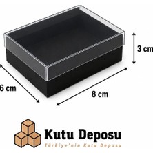Kutu Deposu 6X8X3 cm Asetat Kapaklı Takı Kutusu - Siyah (Demonte) (50 Adet)