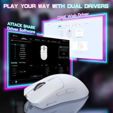 Hd Group Attack Shark X1 Kablosuz Gaming Mouse – Dokunmatik Rgb Şarj Standlı, 53G Süper Hafif Fare, Pixart PAW3395PRO Sensör, 40000 Dpı, Bt/2.4g/kablolu Üçlü Mod, Windows/xbox/ps/mac Uyumlu – Beyaz