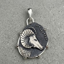 Ebrar Silver Gümüş Koç Burç Kolye Ucu Mat 925 Ayar Gümüş Koç Figürlü Unisex Kolye Ucu