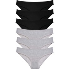 6 Adet Süper Eko Set Likralı Kadın Slip Külot Siyah Gri