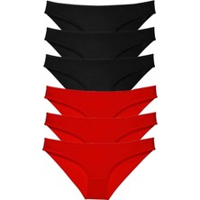 6 Adet Süper Eko Set Likralı Kadın Slip Külot Siyah Kırmızı