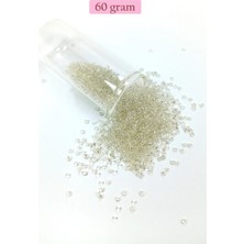 MiraLive Dökme Cam Kum Boncuk (11/0) 2 mm - 60 Gram -  Şeffaf Beyaz - BNC053