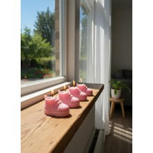 AY IŞIĞI MUMLARI Bebe Ayakkabı 4'lühediyelik Dekoratif Portakal Çiçeği Kokulu Soya Wax Mum (Pembe Renkli)