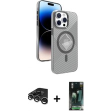 Pileli Store Pilelistore™ iPhone 15 Pro Max Kılıf Nova Modern Prime - Şeffaf 360 Full Body Arka Koruyucu + Raze Metal Kamera Lens - Gs