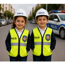 Teknik Polis Yelek Kostüm Seti  Reflektörlü Fermuarlı