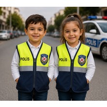Teknik Çocuk Polis Kostümü Reflektörlü Yelek