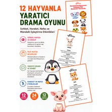 Yogatoon Kids World 12 Hayvanla Yaratıcı Drama Oyunu - Sohbet, Hareket, Nefes ve Mandallı Eşleştirme Etkinlikleri