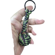 Moonparacord Paracord Maymun Yumruğu Anahtarlık Siyah Üzeri Yeşil Pembe