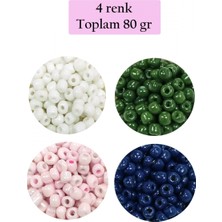 MiraLive Dökme Cam Kum Boncuk Büyük Boy (6/0) 4 mm - 4 Renk - Toplam 80 Gram - BNC408