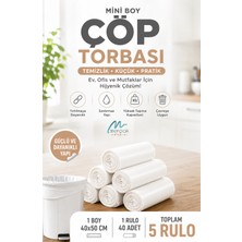 Merpak Ambalaj Çöp Torbası Mini Boy 40'lı x 5 Rulo Beyaz Çöp Poşeti 40X50 cm