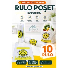 Merpak Ambalaj Gülenyüz Baskılı Rulo Poşet Küçük Boy 10 Rulo Market Manav Poşeti Hışır Atlet Poşet