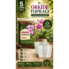 Plant Home Power Mix 2 Adet 17 Pot Orkide Üretim Saksısı ve 5 Litre Orkide Bitki Toprağı