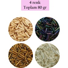 MiraLive Uzun Boru Kesme Boncuk Çap 2mm Uzunluk 10 mm - 4 Renk - Toplam 80 Gram - BNC427