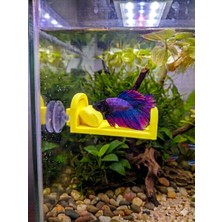 Asi 3D Tasarım Betta Balığı Için Özel Tasarım Petg Sarı Dinlenme Yatağı - 8x5 cm - Vantuzlu