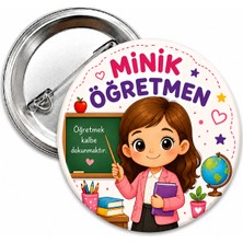 Siverek Reklam Kişiye Özel Minik Öğretmen Rozeti 5,5 cm – Okul Öncesi ve Ilkokul Çocuk Rozeti – Iğneli Metal Yaka Rozeti