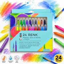 Craft and Arts 24 Renk Pastel Sulu Boya Kalemi Seti Fırçalı