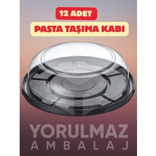 Yorulmaz Ambalaj 🎂 Pet Şeffaf Pasta Kabı ve Kapağı 12'li Paket – Dayanıklı, Şeffaf ve Şık Sunum Çözümü