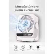 Seyutech Masaüstü Buzlu Soğutmalı Turbo Fan Taşınabilir Uzun Şarj Ömürlü Dijital Göstergeli 5 Kademeli Döner Başlıklı Vantilatör