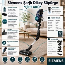 Siemens 18VOLT Çift Akülü  Dikey Şarjlı Turbo Başlık ile Etkili Temizlik Elektrik Süpürgesi