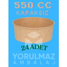 Yorulmaz Ambalaj 🥗 550 cc Kraft Salata Kasesi Kapaksız 24 ’ Lü – Doğal Görünümlü Sunum Kabı