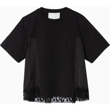 3.1 Phillip Lim Saten ve Dantel Detaylı Lüks Tasarım Kadın T-Shirt