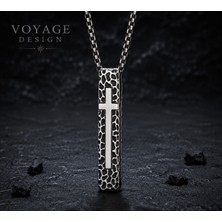 Voyage Accessory Paslanmaz Çelik Dokulu Bar Cross Erkek Çubuk Haç Kolye