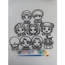 Smilechild Kpop Demon Hunters Rumi, Mira & Zoey ve Arkadaşlar Boyama Etkinliği 11 Parça Boya Fırça Dahildir