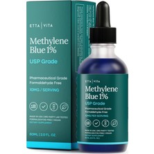 Etta Vita Methylene Blue Drops 60 ml Usp Grade 99.99% Pure 1% Solution For Energy Focus, Clarity,cognition Cellular Support.